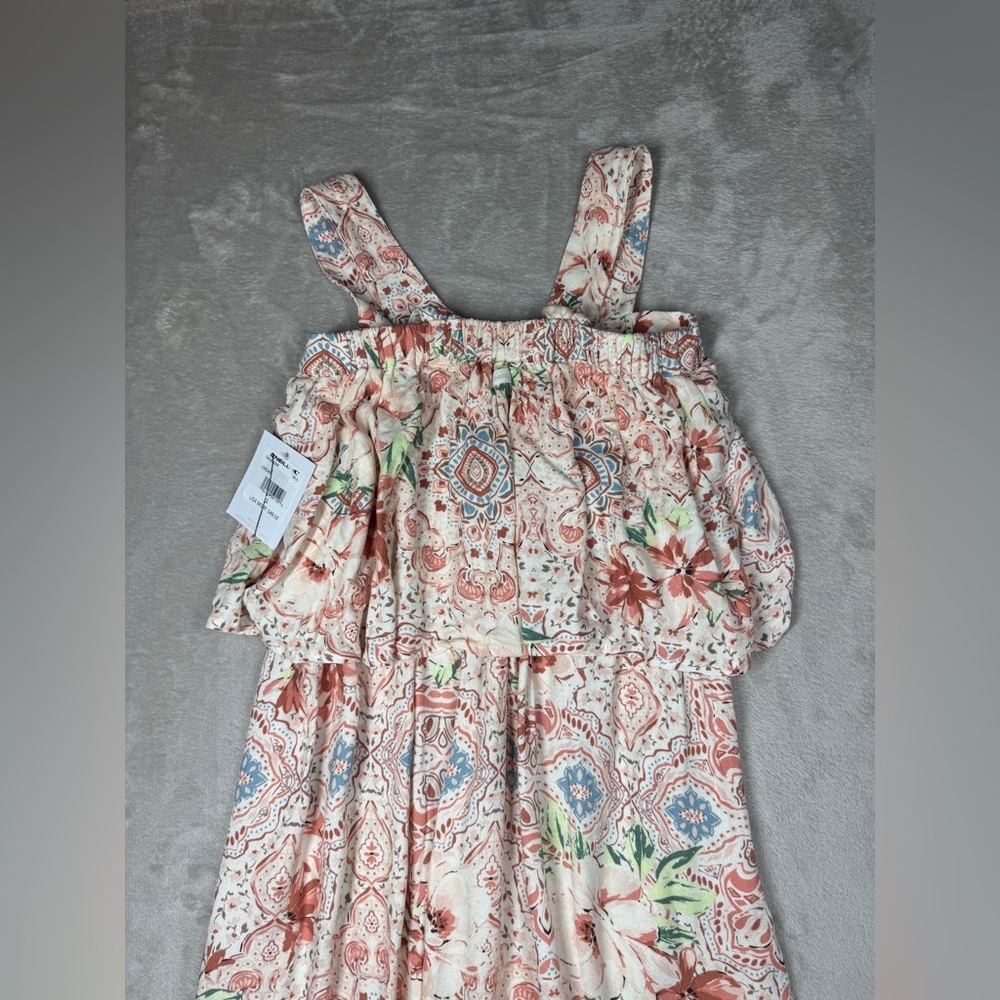 NWT O’Neill Girls Flounce Ruffle Jordan Tank Pink Cream Floral Midi Dress Large - Picture 10 of 16